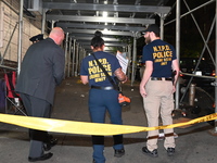 The New York City Police Department Crime Scene Unit and detectives are investigating the incident in Bronx, New York, United States, on Jul...