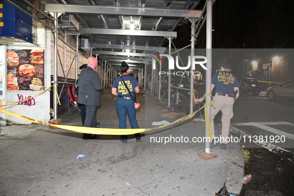 The New York City Police Department Crime Scene Unit and detectives are investigating the incident in Bronx, New York, United States, on Jul...