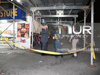 The New York City Police Department Crime Scene Unit and detectives are investigating the incident in Bronx, New York, United States, on Jul...