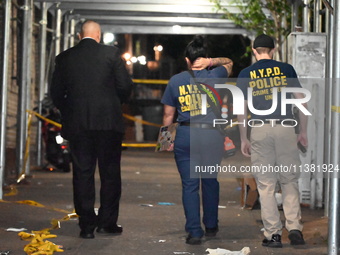 The New York City Police Department Crime Scene Unit and detectives are investigating the incident in Bronx, New York, United States, on Jul...