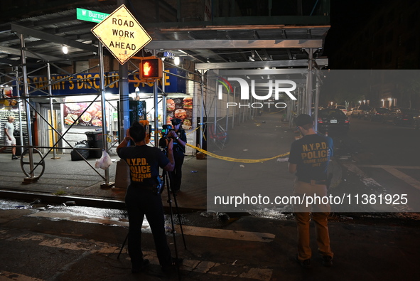 The New York City Police Department Crime Scene Unit and detectives are investigating the incident in Bronx, New York, United States, on Jul...