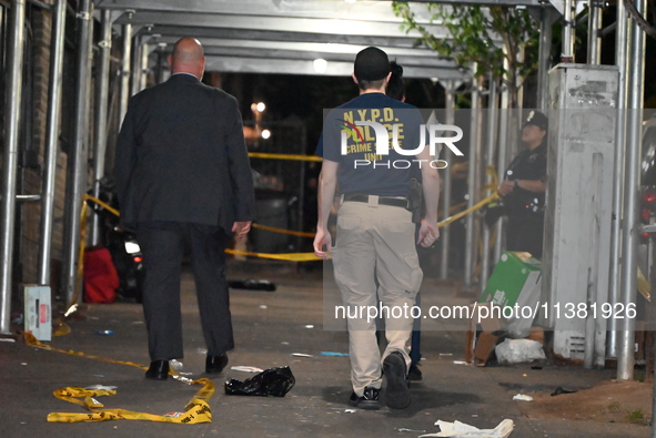 The New York City Police Department Crime Scene Unit and detectives are investigating the incident in Bronx, New York, United States, on Jul...