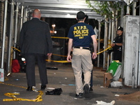 The New York City Police Department Crime Scene Unit and detectives are investigating the incident in Bronx, New York, United States, on Jul...