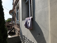 A building in a residential area is being destroyed by the Russian glide bomb attack in Kharkiv, Ukraine, on July 3, 2024. At about 4 pm on...