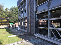 A building in a residential area is being destroyed by the Russian glide bomb attack in Kharkiv, Ukraine, on July 3, 2024. At about 4 pm on...