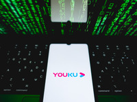 The Youku logo is being displayed on a smartphone screen in Athens, Greece, on July 4, 2024. (