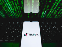 The TikTok logo is being displayed on a smartphone screen in Athens, Greece, on July 4, 2024. (