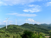 Wind turbines are operating at Chaohu Guanhu Wind Farm in Hualin town, Chaohu city, Anhui province, China, on July 3, 2024. (