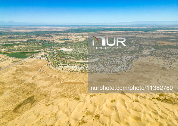 The local forestry department is laying water-saving drip irrigation facilities on the smooth dunes, planting salt-tolerant and drought-tole...