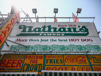 Nathan's Famous Hot Dogs restaurant at Coney Island in New York, United States on America on July 4th, 2024.
 (