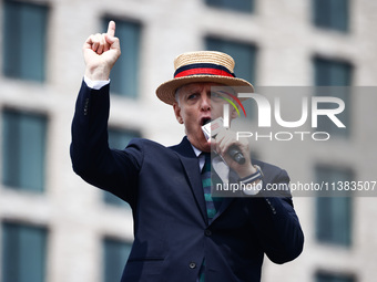 George Shea hosts Nathan's Famous Hot Dogs Eating Contest which takes place annually at Coney Island on Independence Day in New York, United...