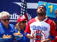 James Webb attends the men's title during Nathan's Famous Hot Dogs Eating Contest which takes place annually at Coney Island on Independence...