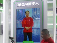 Visitors are visiting Zhou Hongyi, an AI digital human, at the WAIC World Artificial Intelligence Conference in Shanghai, China, on July 4,...