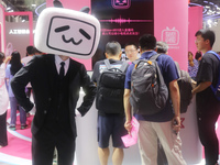 Visitors are visiting the Bilibili booth at the WAIC World Artificial Intelligence Conference in Shanghai, China, on July 4, 2024. (