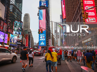 Times Square on Independence Day In New York, United States on America on July 4th, 2024.
 (