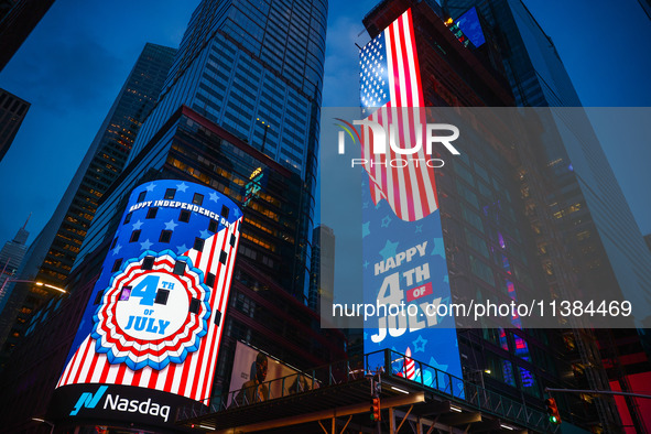 Times Square on Independence Day In New York, United States on America on July 4th, 2024.
 