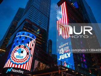 Times Square on Independence Day In New York, United States on America on July 4th, 2024.
 (