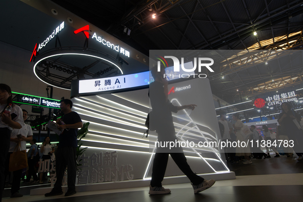 The logo of Huawei Ascend is being seen at the World Artificial Intelligence Conference at the Shanghai World Expo Exhibition Center in Shan...