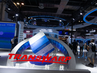 Visitors are visiting the Transwarp stand at the World Artificial Intelligence Conference at the Shanghai World Expo Exhibition Center in Sh...