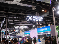 Visitors are visiting the Iflytek stand at the World Artificial Intelligence Conference at the Shanghai World Expo Exhibition Center in Shan...