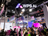 Visitors are visiting the WPS AI stand at the World Artificial Intelligence Conference at the Shanghai World Expo Exhibition Center in Shang...