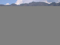 A boy is taking a dip into the waters of Dal Lake to cool off on a hot summer day in Srinagar, Jammu And Kashmir, on July 05, 2024. (