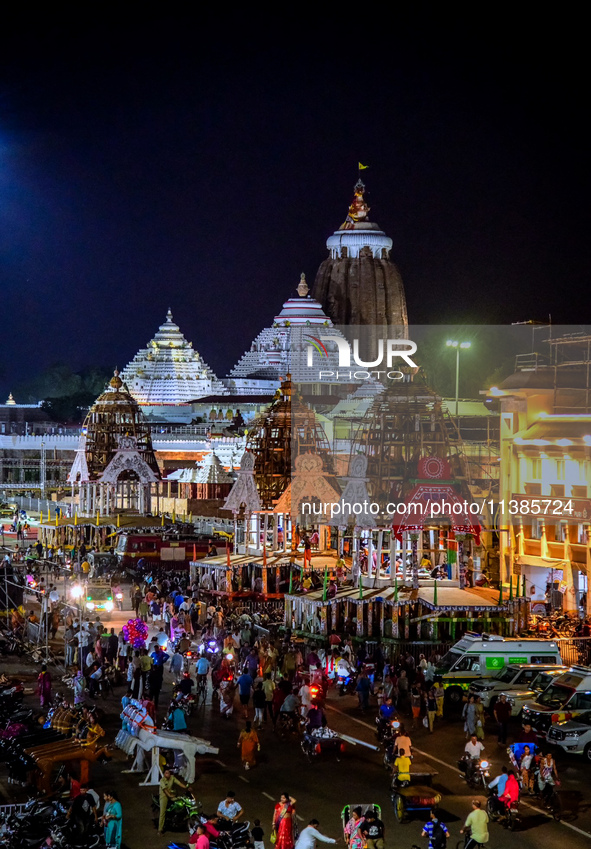 Wooden chariots are being constructed on the outskirts of the Shree Jagannath Temple ahead of the Lord Jagannath's annual chariot festival '...