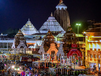 Wooden chariots are being constructed on the outskirts of the Shree Jagannath Temple ahead of the Lord Jagannath's annual chariot festival '...