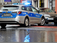 Police are responding to flooding due to a water mains failure at the former Main Post Office in Krakow, Poland, on July 4, 2024. (