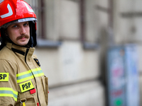 The fire brigade is responding to flooding due to a water mains failure near the former Main Post Office in Krakow, Poland, on July 4, 2024....