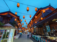 Tourists are enjoying Tea Horse Ancient City in Pu'er, Yunnan province, China, on July 1, 2024. (