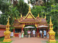 Tourists are enjoying the scenery in the Manting Imperial Garden in Xishuangbanna, China, on July 3, 2024. (