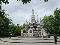 Tourists are enjoying the scenery in the Manting Imperial Garden in Xishuangbanna, China, on July 3, 2024. (