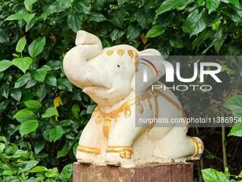 Tourists are enjoying the scenery in the Manting Imperial Garden in Xishuangbanna, China, on July 3, 2024. (