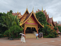 Tourists are enjoying the scenery in the Manting Imperial Garden in Xishuangbanna, China, on July 3, 2024. (