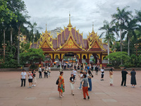 Tourists are enjoying the scenery in the Manting Imperial Garden in Xishuangbanna, China, on July 3, 2024. (