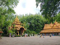 Tourists are enjoying the scenery in the Manting Imperial Garden in Xishuangbanna, China, on July 3, 2024. (