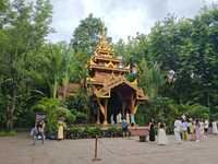 Tourists are enjoying the scenery in the Manting Imperial Garden in Xishuangbanna, China, on July 3, 2024. (