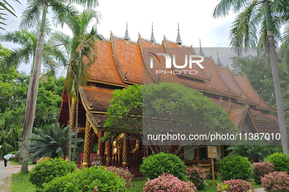 The General Buddhist Temple is standing in Xishuangbanna, China, on July 3, 2024. 