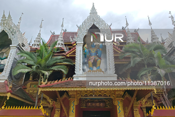 The General Buddhist Temple is standing in Xishuangbanna, China, on July 3, 2024. 