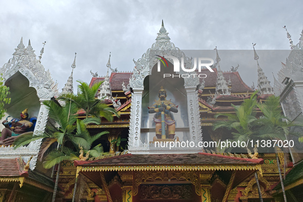 The General Buddhist Temple is standing in Xishuangbanna, China, on July 3, 2024. 