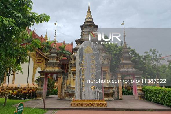 The General Buddhist Temple is standing in Xishuangbanna, China, on July 3, 2024. 