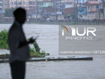 The Bagmati River, which is flowing through the center of Kathmandu, is flooding in the early hours of July 6, 2024. Hours later, the river...