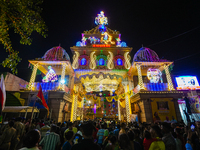 Many devotees are offering prayers at the Jagannath Temple on the eve of Lord Jagannath's 147th Rath Yatra in Ahmedabad, India, on Saturday....