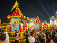 Many devotees are offering prayers at the Jagannath Temple on the eve of Lord Jagannath's 147th Rath Yatra in Ahmedabad, India, on Saturday....