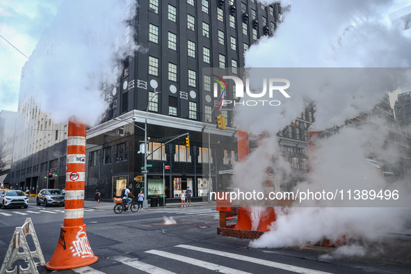  Steam vents in Manhattan, New York, United States of America, on July 6th, 2024.
 