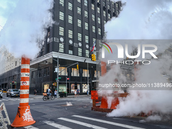  Steam vents in Manhattan, New York, United States of America, on July 6th, 2024.
 (