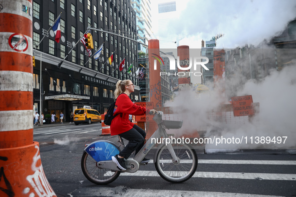  Steam vents in Manhattan, New York, United States of America, on July 6th, 2024.
 