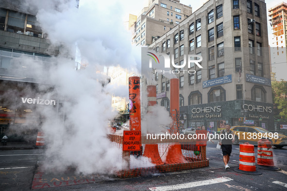  Steam vents in Manhattan, New York, United States of America, on July 6th, 2024.
 