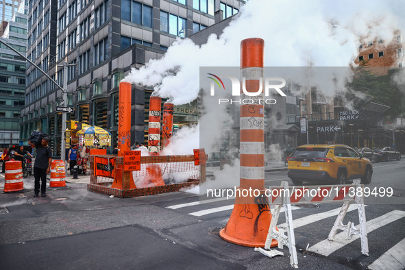  Steam vents in Manhattan, New York, United States of America, on July 6th, 2024.
 